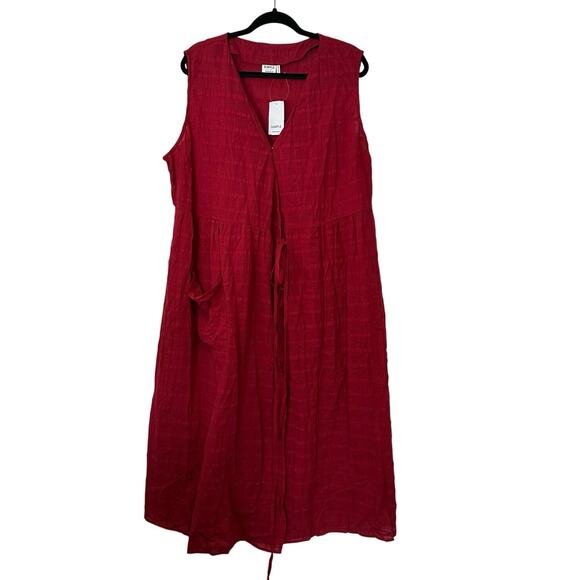 Simple Suzanne Betro Red Wrap Maxi Dress Size 3X Cotton Casual Beach Vacation - Picture 1 of 11